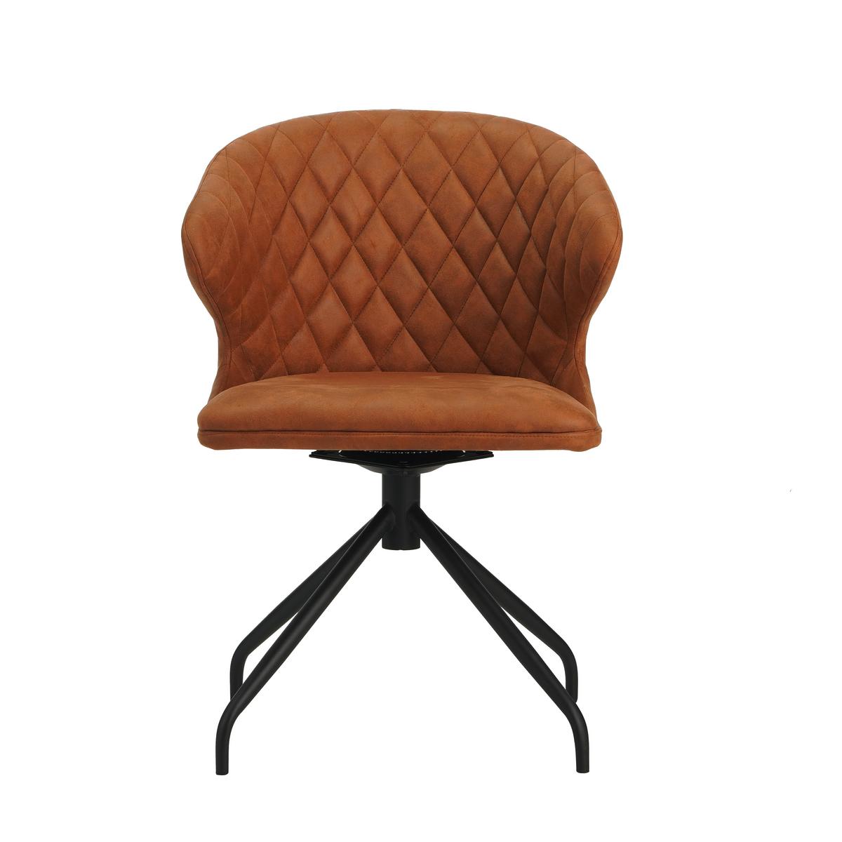 Armlehnstuhl Calais Cognac B: 56 cm - Cognac/Schwarz, MODERN, Textil/Metall (56/80/44cm) - MID.YOU