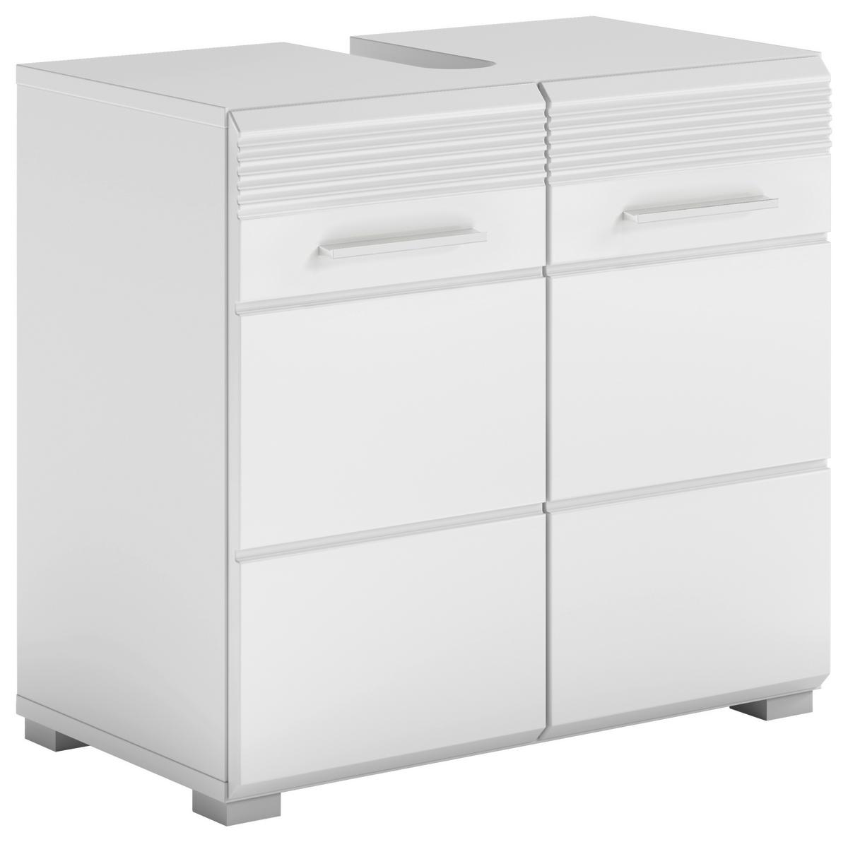 Waschbeckenunterschrank Linus Weiß B: 60 Cm - Weiß Hochglanz/Weiß, MODERN, Holzwerkstoff (60/56/34cm) - MID.YOU