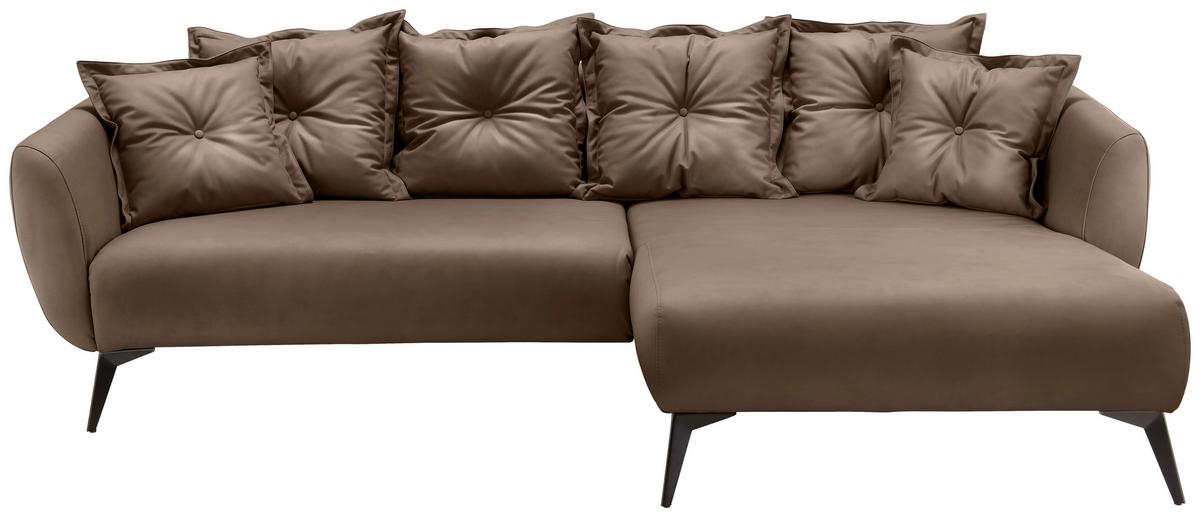 Ecksofa Baggio Braun S: 277x162 cm - Schwarz/Braun, MODERN, Textil (277/162cm) - Livetastic