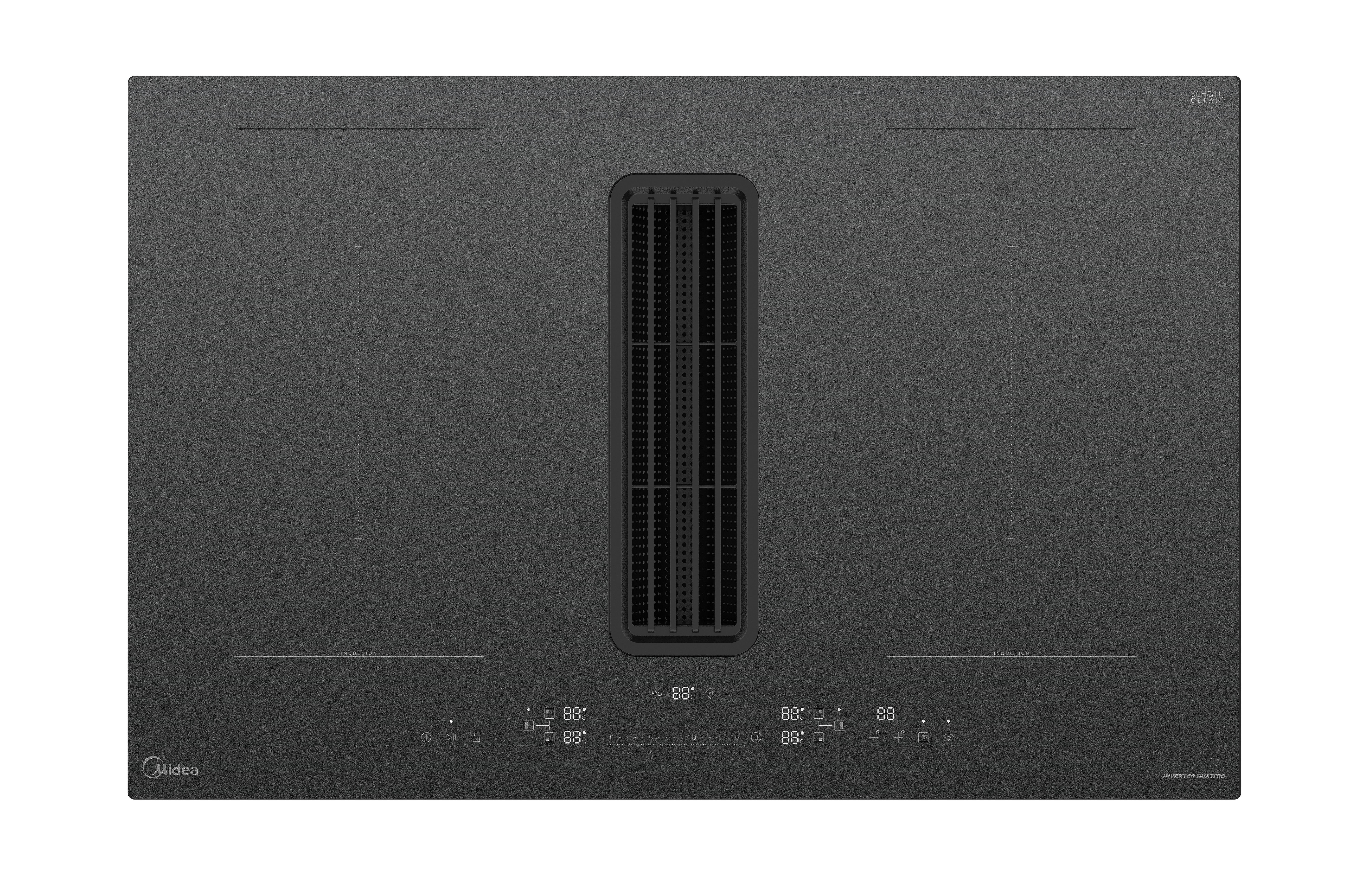 Kochfeld-dunstabzug-kombi Mih7480y225gkh1 - Schwarz, MODERN, Glas/Kunststoff (80/23,7/52cm) - Midea