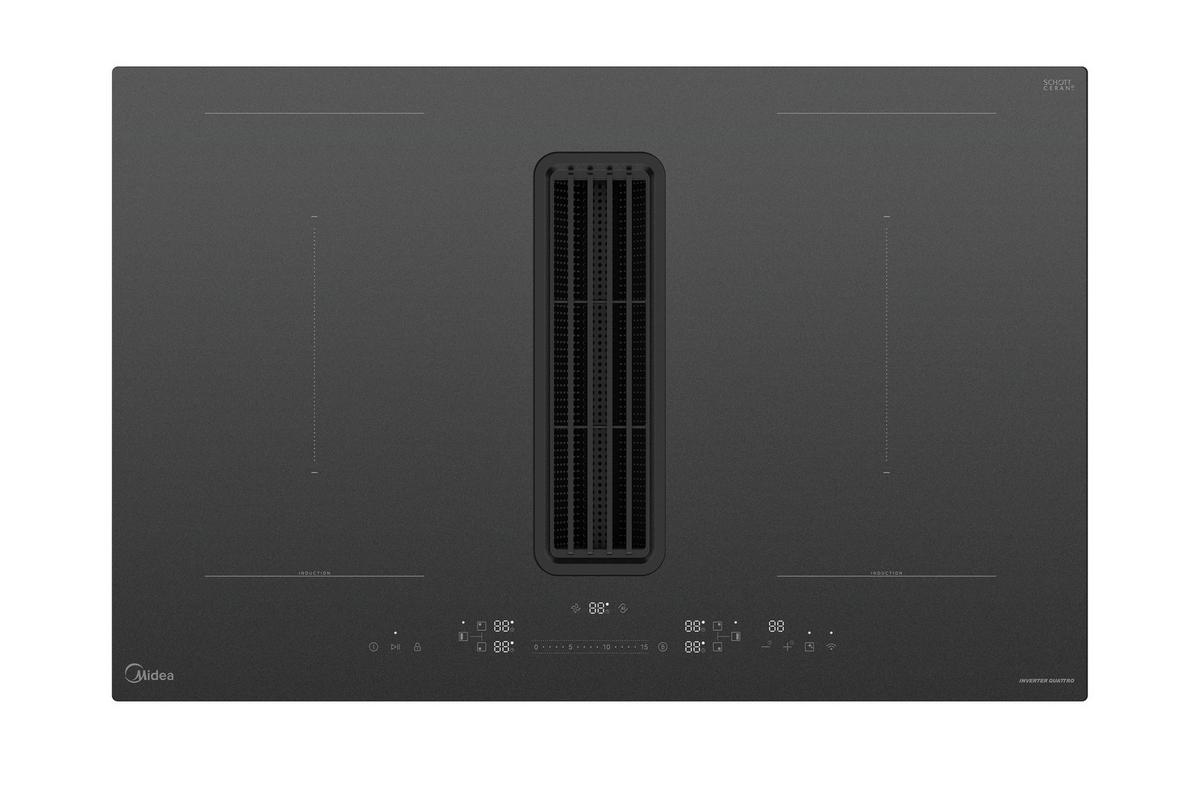 Kochfeld-Dunstabzug-Kombi Mih7480y225gkh1 - Schwarz, MODERN, Glas/Kunststoff (80/23,7/52cm) - Midea