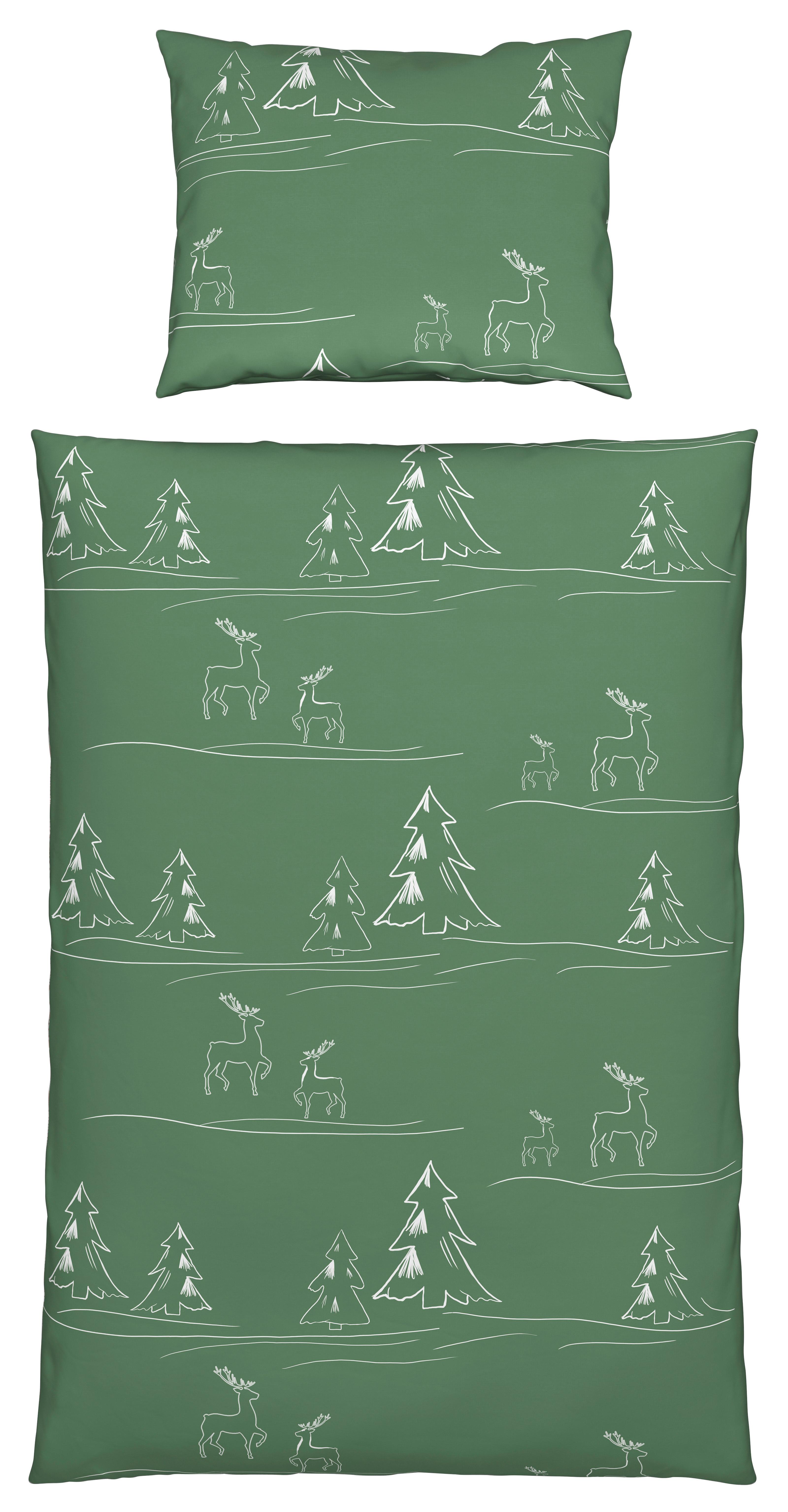 Bettwäsche Lappland - Grün, MODERN, Textil - Luca Bessoni