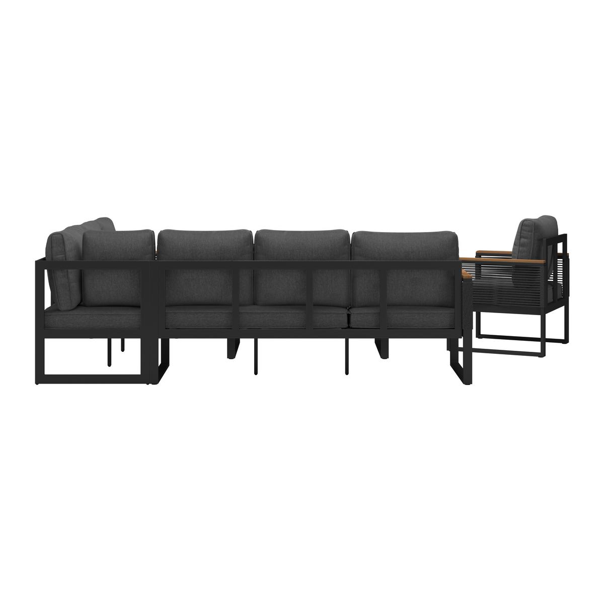 Loungegarnitur Orlando - Dunkelgrau/Naturfarben, MODERN, Glas/Kunststoff (245,5/182cm) - Beldano