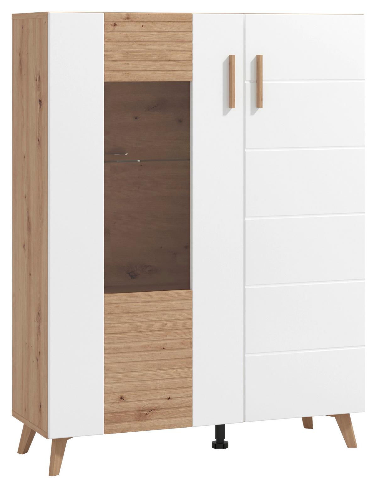 Vitrin Bretagne 2 Ajtó - tölgyfa színű/fehér, Modern, faalapú anyag (96/125,5/35cm) - Best Price