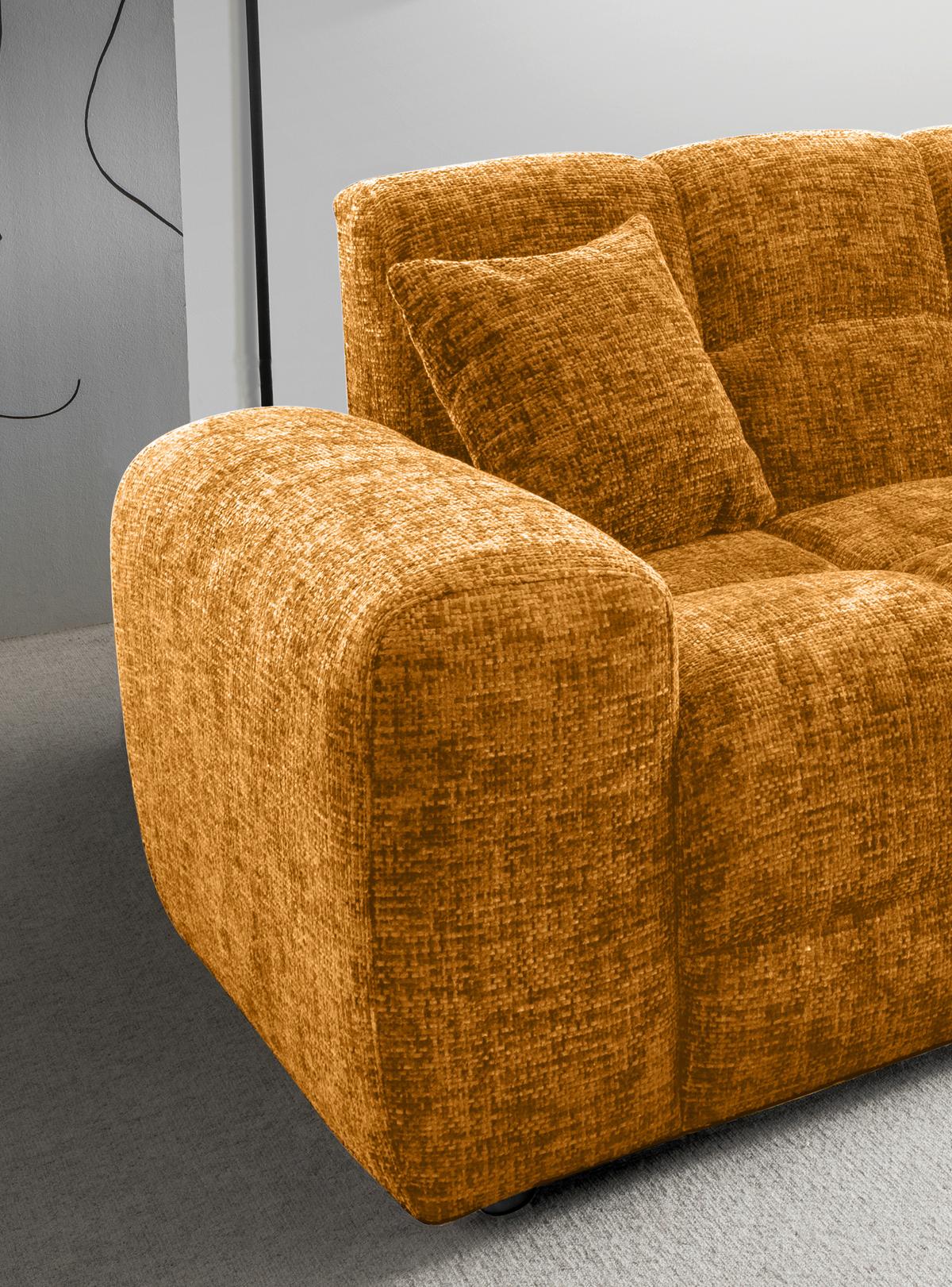 Viersitzer-Sofa Bosco, Goldfarben B: 300 cm - Goldfarben/Schwarz, MODERN, Textil (300/87/120cm) - Livetastic