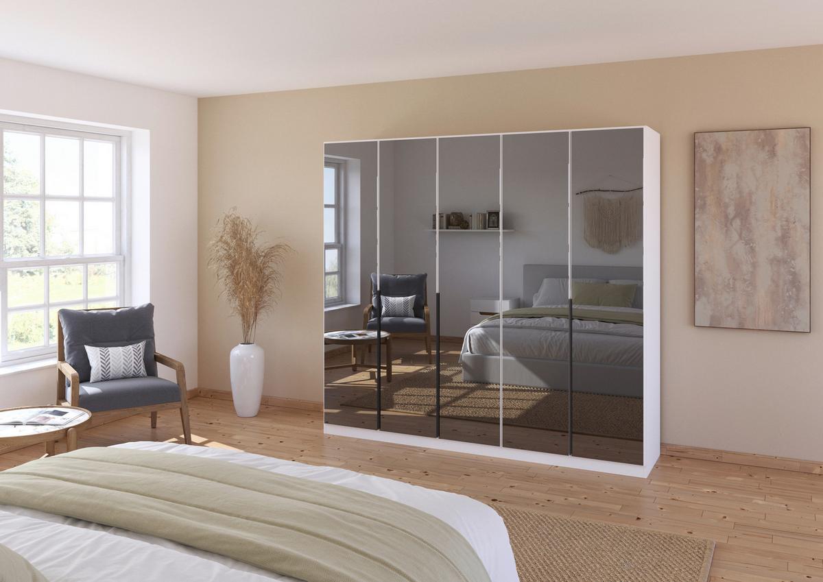 Drehtürenschrank Skyla Weiß/Glas B: 226 cm - Weiß, MODERN, Holzwerkstoff (226/210/54cm) - Rauch Möbel