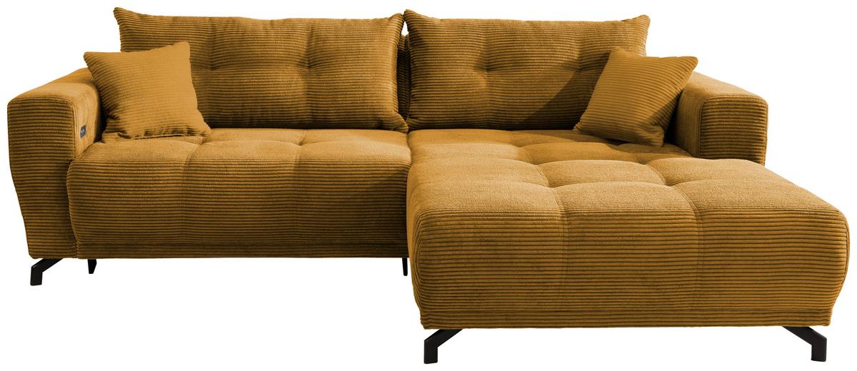 Ecksofa Restato Goldfarben S: 246/177 Cm - Goldfarben/Schwarz, MODERN, Holz/Textil (246/177cm) - MID.YOU
