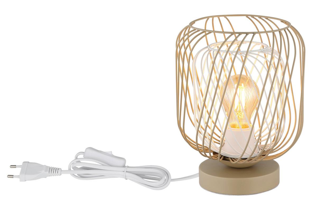 Tischleuchte Dichti Weiß Sandfarben D:18cm - Sandfarben/Weiß, Basics, Kunststoff/Metall (18/24,5cm) - Globo