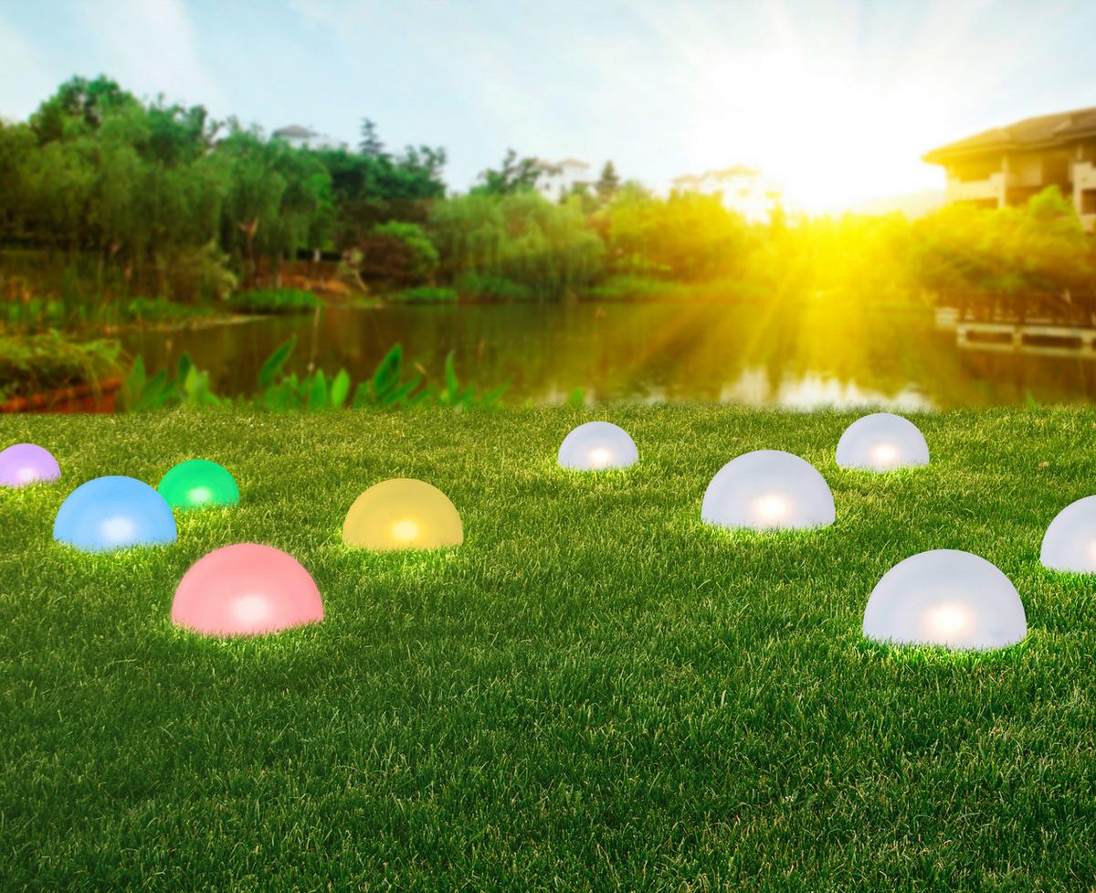 Solarleuchte Weiß Solar 5xled H: 19 cm - Schwarz/Weiß, Basics, Kunststoff (15/19cm) - Globo