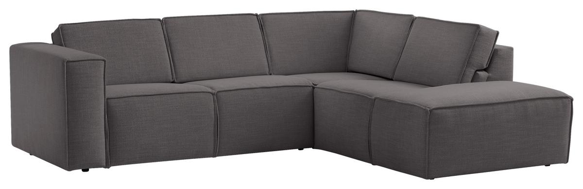 Ecksofa Dice Dunkelgrau 275x220 cm - Dunkelgrau/Schwarz, MODERN, Textil (275/220cm) - Trendmanufaktur