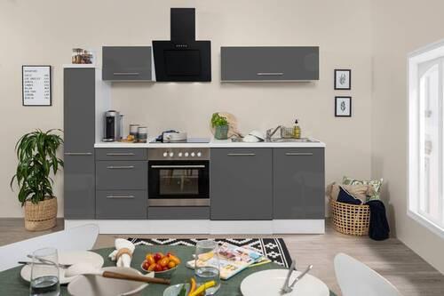 Küchenzeile Rp250wgc mit Geräte 250 cm Grau/Weiß