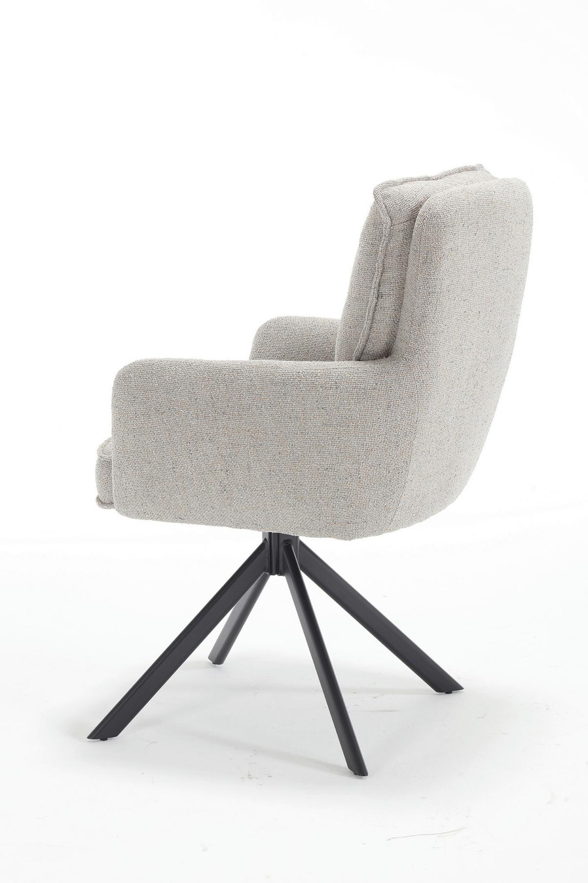 Armlehnstuhl Grau B: 60cm - Schwarz/Grau, MODERN, Textil/Metall (60/93/67cm) - Livetastic