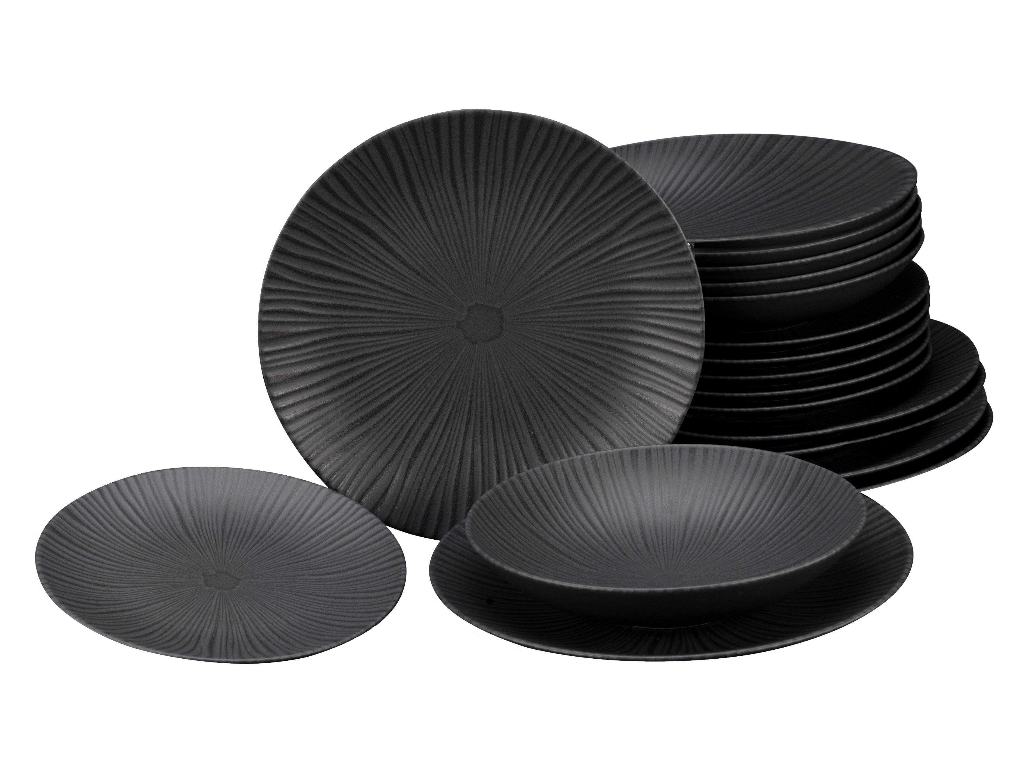 Tafelservice Vesuvio 18-Tlg. Keramik, Anthrazit - Anthrazit, Basics, Keramik - Creatable