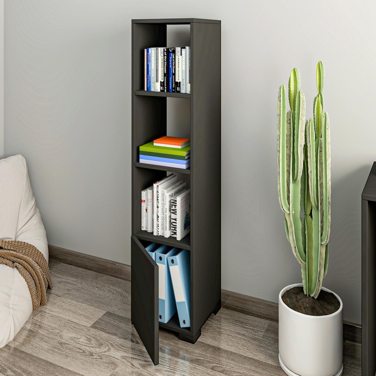 Regal Kuzey Anthrazit B: 31cm - Anthrazit, Design, Holzwerkstoff (31/136/30cm) - Livetastic