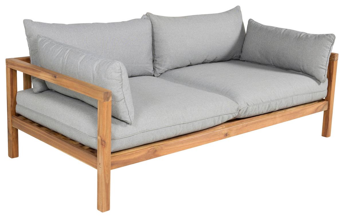Loungesofa Marion - Grau/Akaziefarben, KONVENTIONELL, Holz/Textil (185/56/92cm) - Gardenson