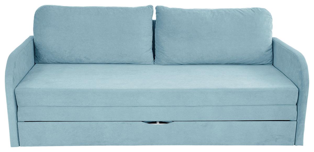 Schlafsofa mit Bettkasten Milan Hellblau B: 203 cm - Schwarz/Hellblau, Design, Textil (203/77/86cm) - MID.YOU