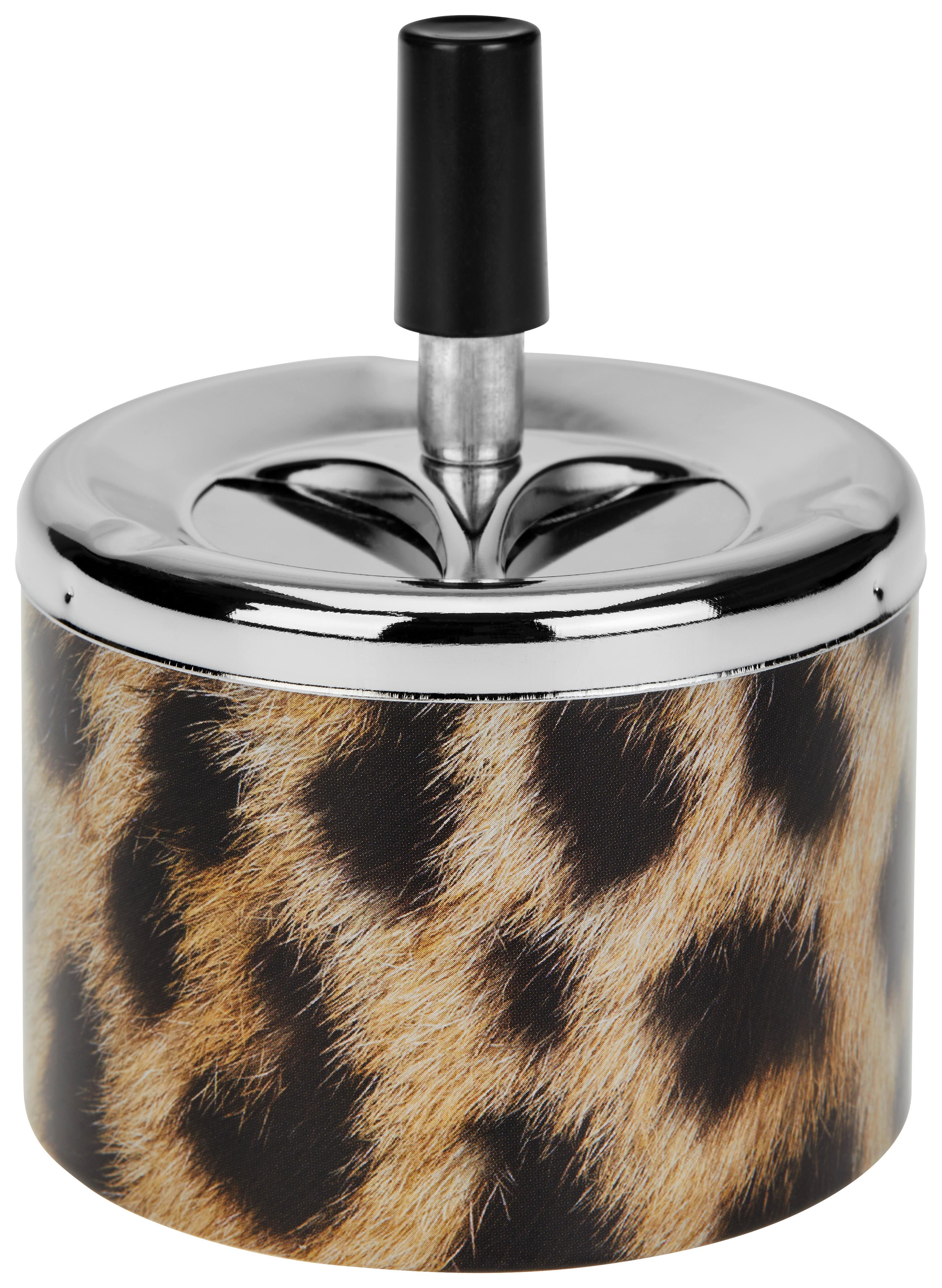 Aschenbecher Edith Metall Braun/schwarz/beige Ø 9,5 Cm - Beige/Schwarz, LIFESTYLE, Kunststoff/Metall (9,5/12cm) - Ondega
