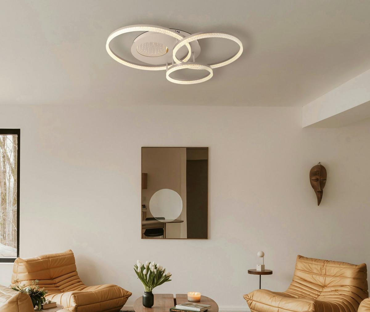 STROPNÉ LED SVIETIDLO SANFORD - číra/piesková, Design, kov/plast (78/60/14cm) - Globo