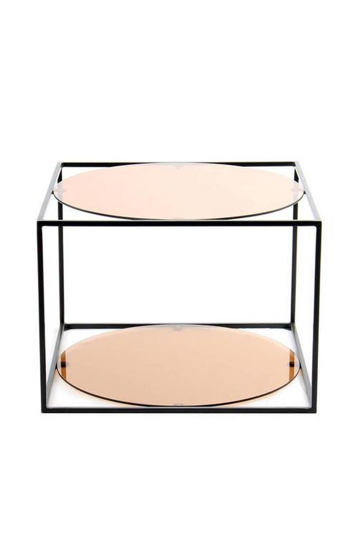 Beistelltisch In Würfelform Cody, Schwarz/terra Cotta - Terracotta/Schwarz, Basics, Glas/Metall (50/50/36cm) - Kayoom