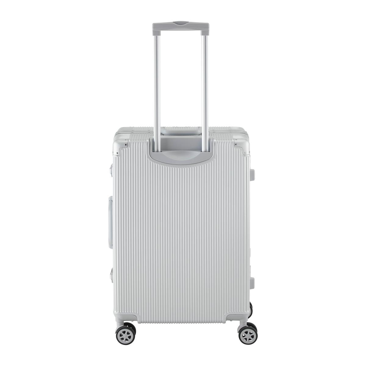 Cestovní kufr MIAMI -M- - barvy stříbra, Moderní, kov/textil (44/27/68cm) - Mömax