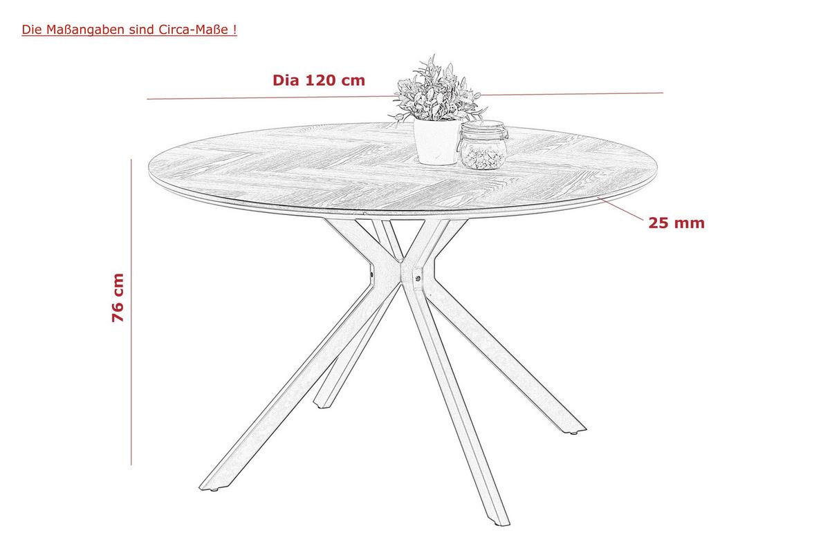 ESSTISCH PETRA T - Hellgrau/Schwarz, MODERN, Holzwerkstoff (120/76/120cm) - P & B