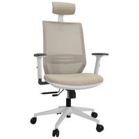 Bürostuhl Profondp Pro Weiß/Beige Bis 120 Kg - Beige/Weiß, Basics, Kunststoff/Textil (70/117/62cm) - MID.YOU