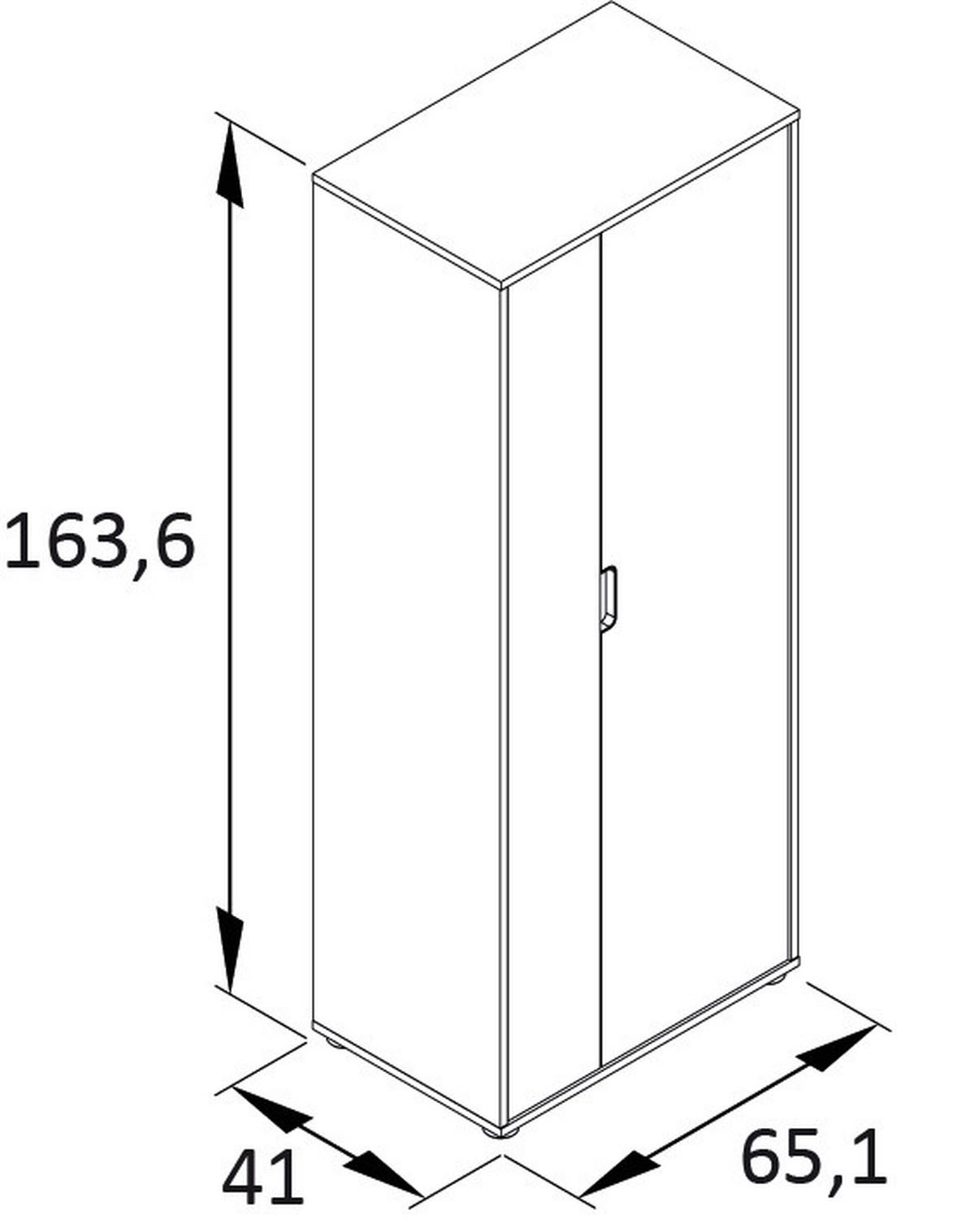 Aktenschrank Emmik Schwarz/Eiche Dekor B: 65,1cm - Eichefarben/Schwarz, MODERN, Holzwerkstoff (65,1/163,6/41cm) - MID.YOU
