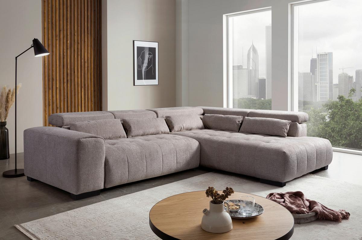 Ecksofa Matera Beige/naturfarben 311x226 Cm - Beige/Schwarz, Trend, Holz/Holzwerkstoff (311/226cm)
