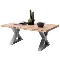 Couchtisch Holz Massiv Cartagena Akazie/Edelstahlf. - Edelstahlfarben/Akaziefarben, MODERN, Holz/Metall (110/45/70cm)