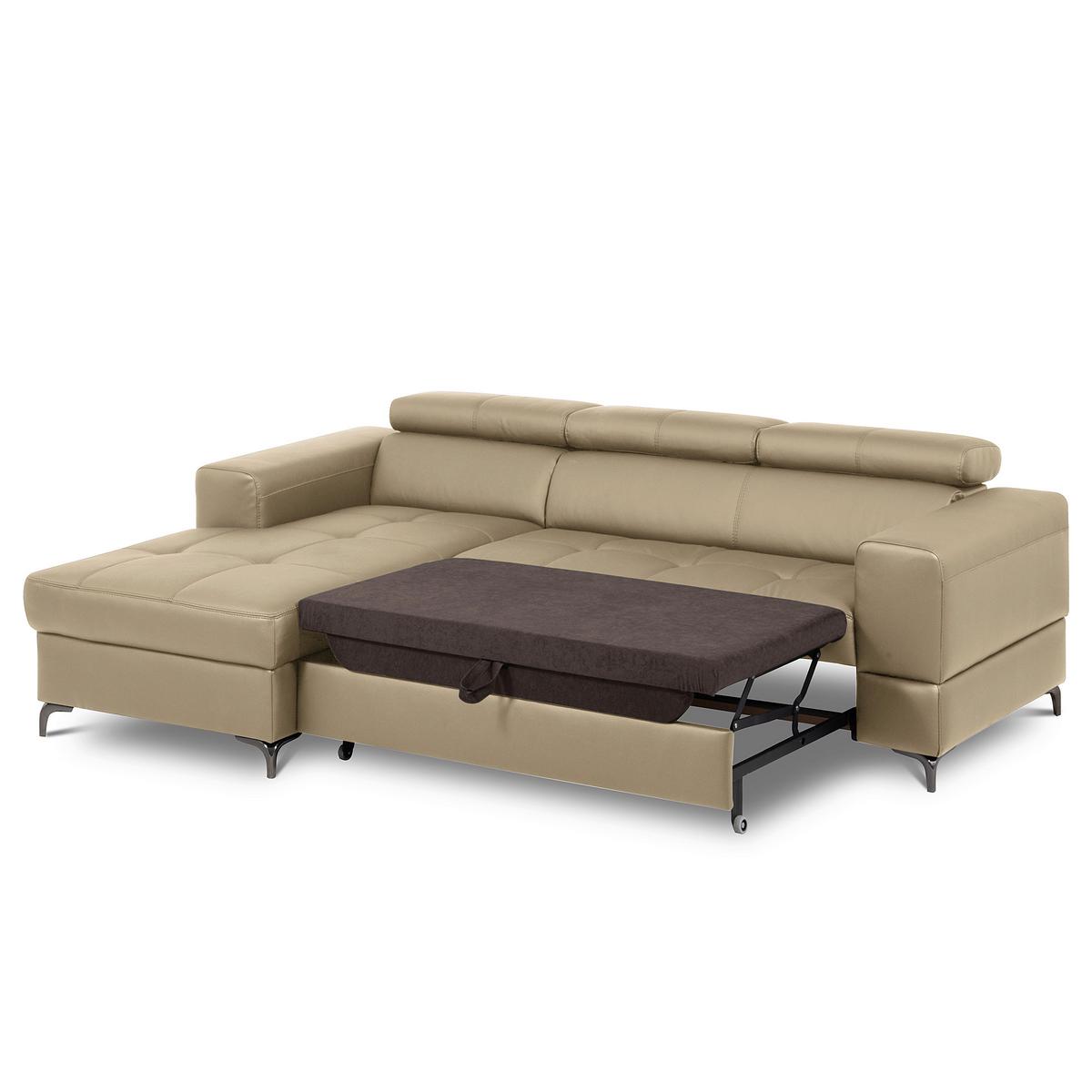 Ecksofa Torino Teilleder Hellgrau 173x247 - Hellgrau/Schwarz, Design, Leder/Textil (173/247cm) - Livetastic