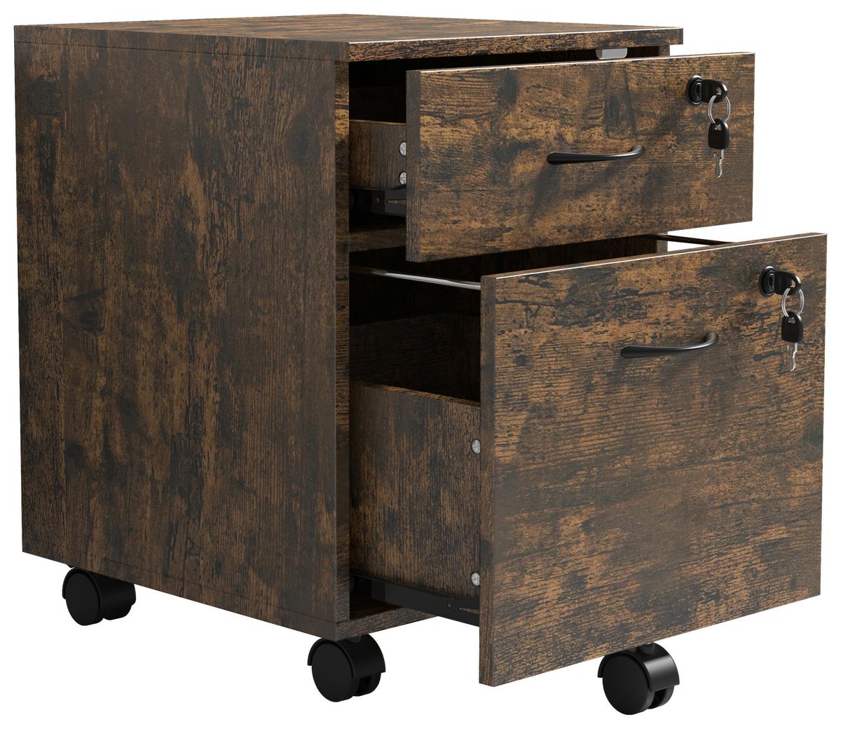 Rollcontainer Baula Eiche B: 40 cm - Eiche dunkel, Design, Holzwerkstoff/Kunststoff (40/54/44cm) - MID.YOU