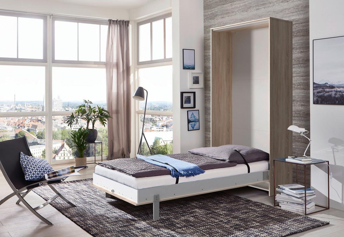 Schrankbett mit Lattenrost 90x200 Juist, Eiche Dekor - Eichefarben, KONVENTIONELL, Holz/Holzwerkstoff (90/200cm) - MID.YOU