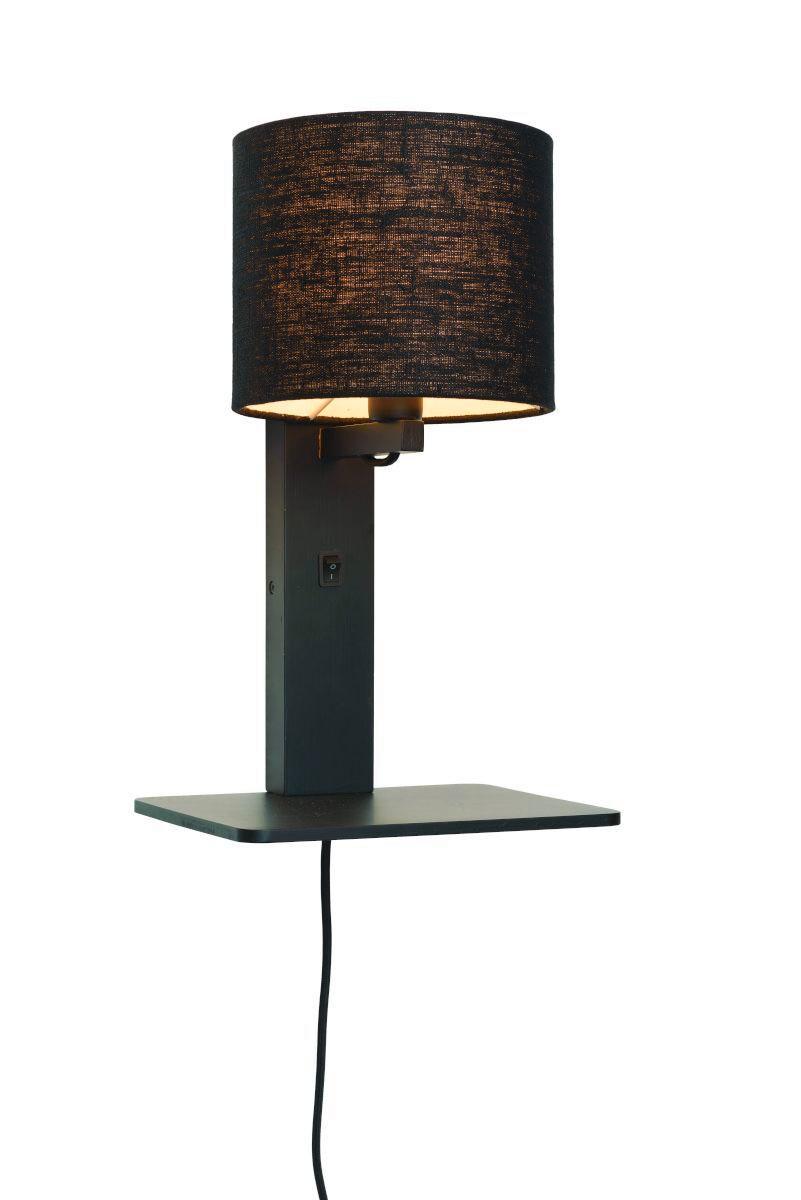 Wandleuchte Andes/W1/B/1815/B - Schwarz, Trend, Holz/Textil (19/24/36cm) - Good & Mojo