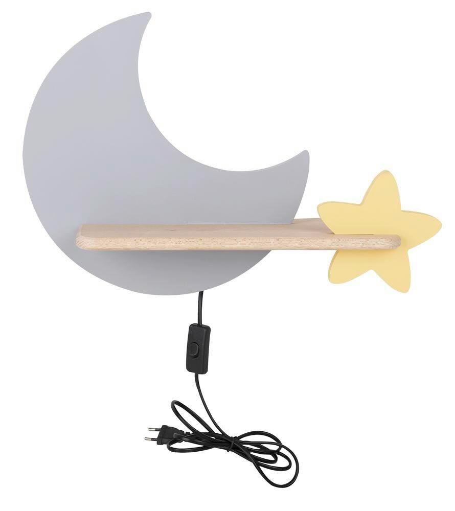 Kinderwandleuchte 21-75721 Moon - Goldfarben/Grau, Basics, Holz/Holzwerkstoff (39.5/12/27.5cm)