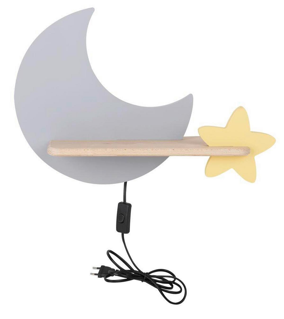 Kinderwandleuchte 21-75721 Moon - Goldfarben/Grau, Basics, Holz/Holzwerkstoff (39.5/12/27.5cm)