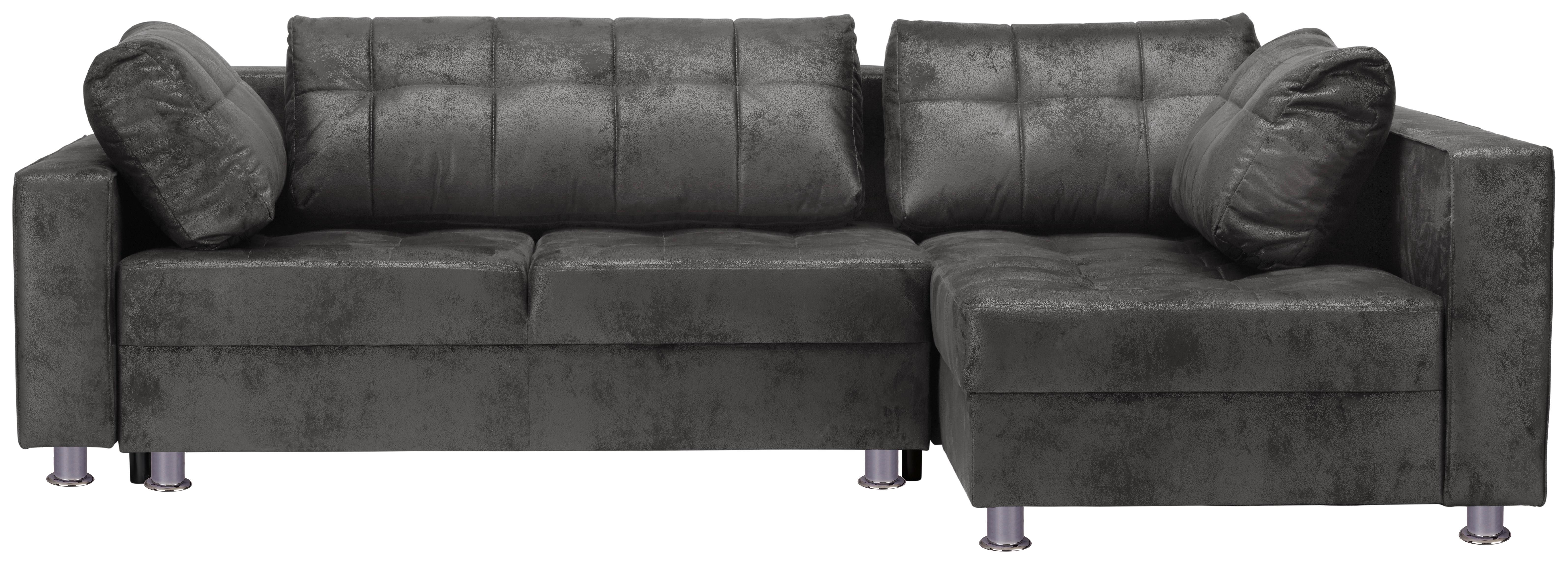 Ecksofa Mit Schlaffunktion + Bettkasten Francesco Grau