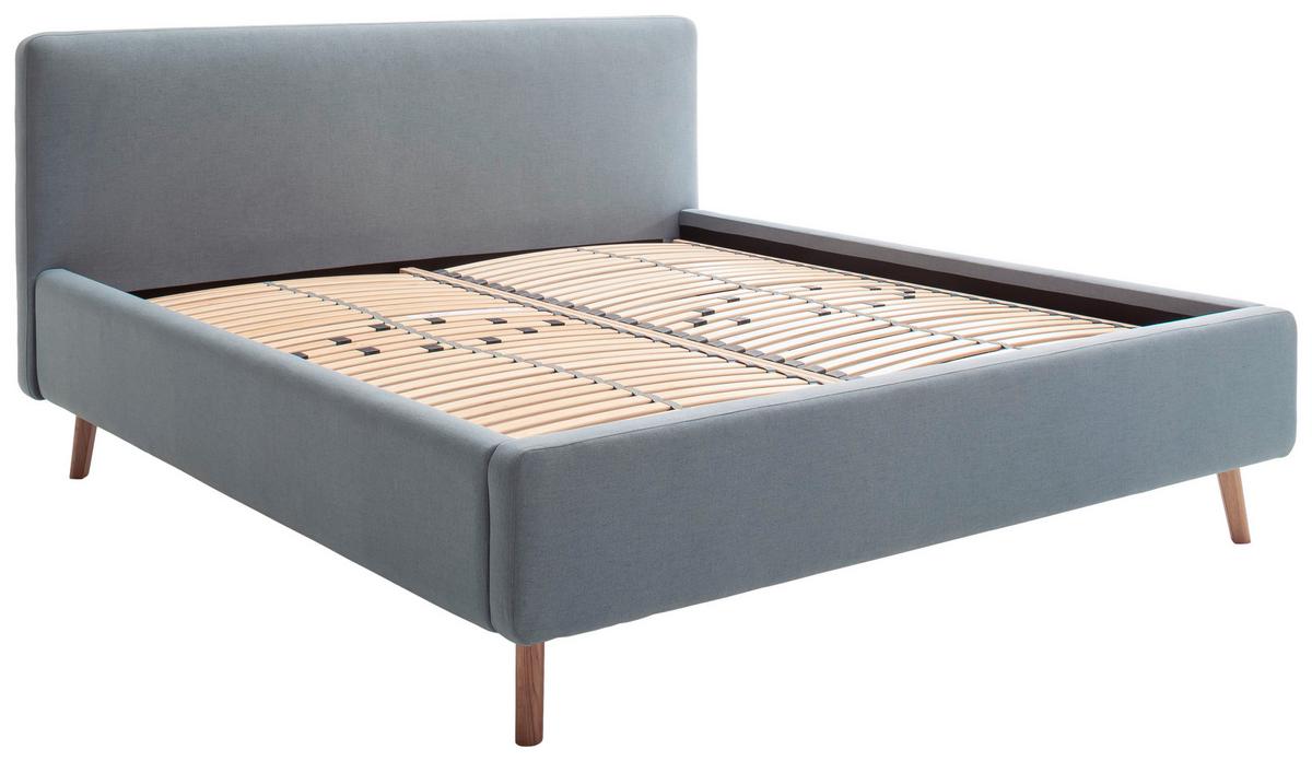 Polsterbett Mattis 160x200cm Blau, inkl. Bettkasten - Blau/Hellblau, Design, Holz/Textil (160/200cm) - Livetastic