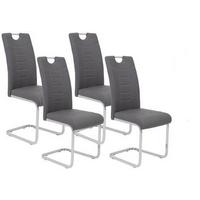 Schwingstuhl Ruby S Grau Gepolstert 4er-Set - Chromfarben/Weiß, MODERN, Textil/Metall (44/104/57,5cm) - MID.YOU