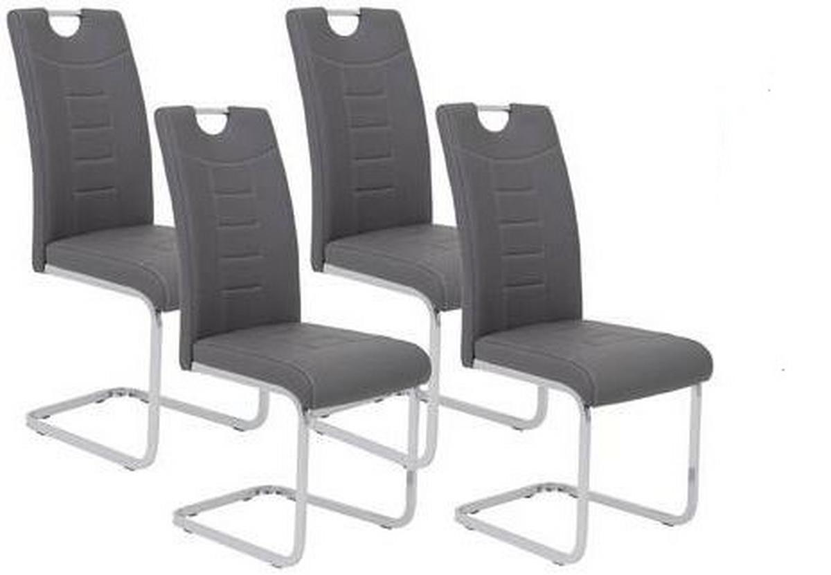 Schwingstuhl Ruby S Grau Gepolstert 4er-Set - Chromfarben/Weiß, MODERN, Textil/Metall (44/104/57,5cm) - MID.YOU