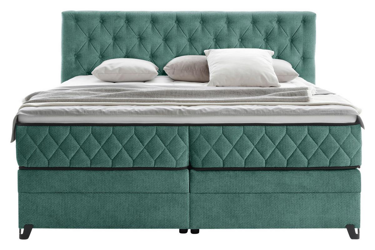 Boxspringbett Mit Topper & Bettkasten 160x200 Carmen A - Türkis, KONVENTIONELL, Holz/Holzwerkstoff (160/200cm) - James Wood