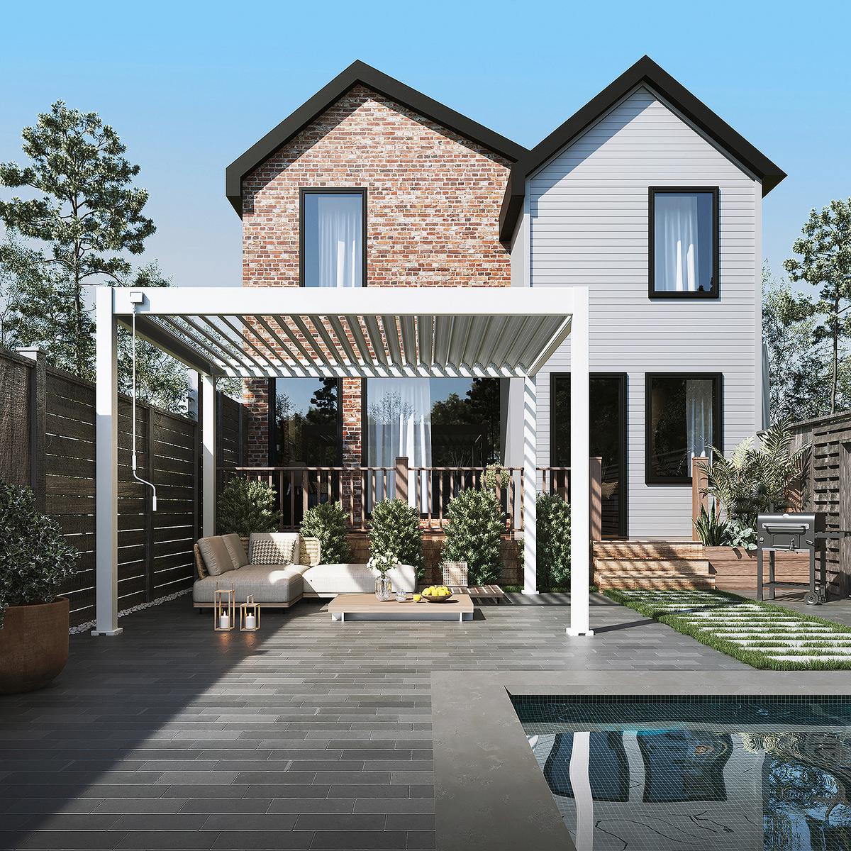 Pergola 300x360 cm Wetterbeständig, Weiß - Weiß Hochglanz, Basics, Metall (300/255/360cm)