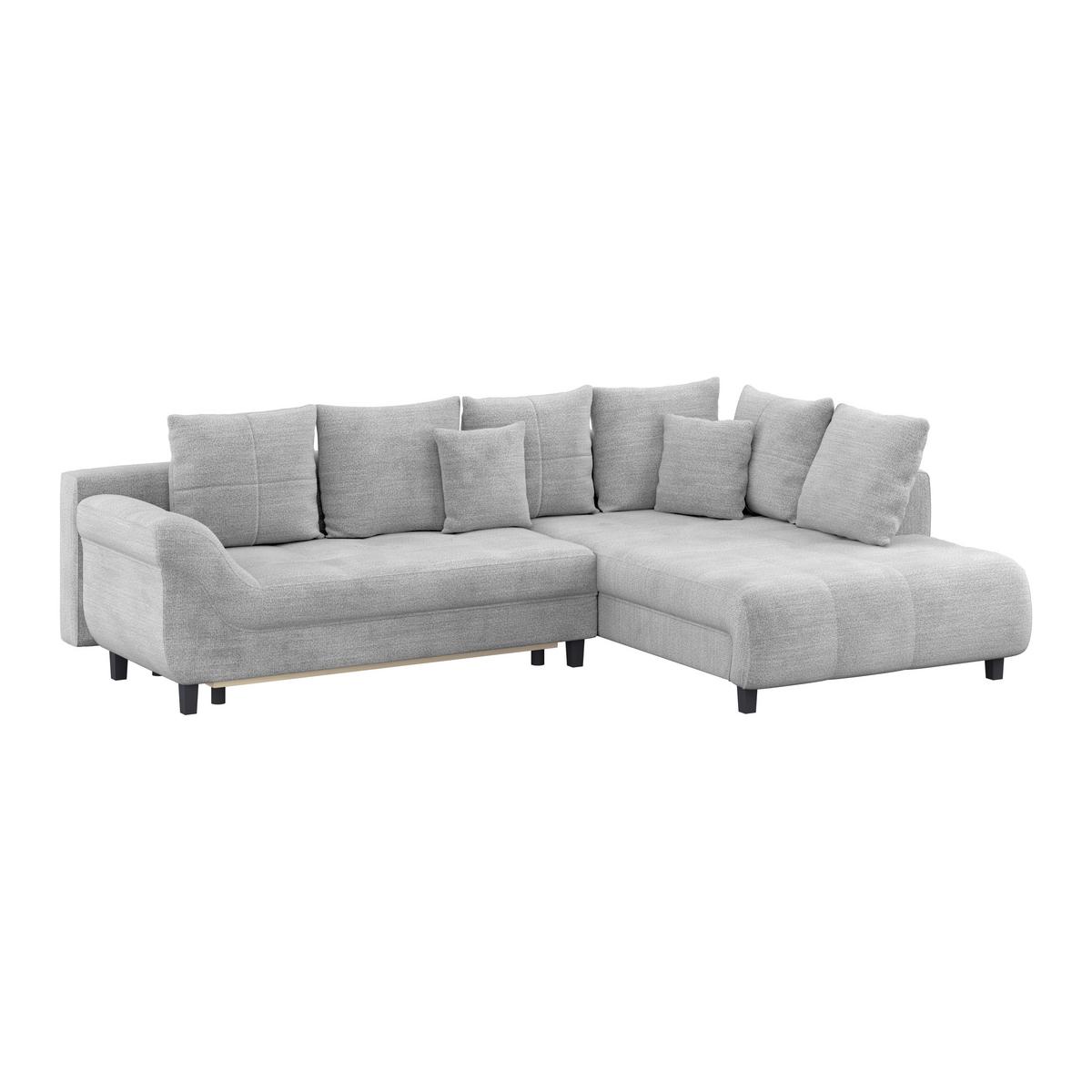 Ecksofa mit Schlaffunktion Mendoza New Chenille 309x197cm - Schwarz/Grau, KONVENTIONELL, Textil (309/197cm) - Ondega