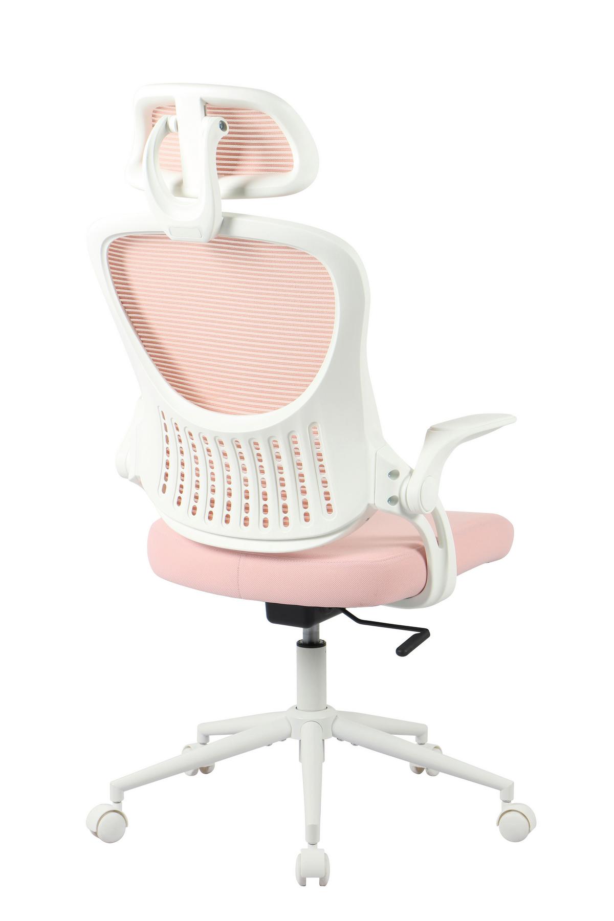 OTOČNÁ ŽIDLE POLLY - bílá/pink, Moderní, kov/textil (68/116-133/64cm) - Mömax