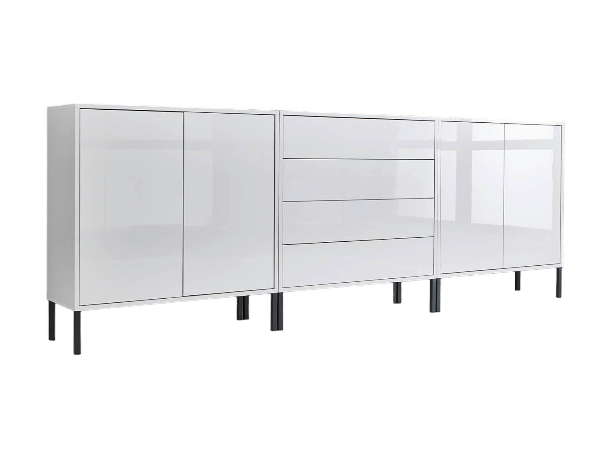 Sideboard Mailand 5 B: 237 Cm Weiß - Weiß Hochglanz/Anthrazit, MODERN, Holzwerkstoff (237/86/33cm) - MID.YOU