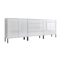 Sideboard Mailand 5 B: 237 Cm Weiß - Weiß Hochglanz/Anthrazit, MODERN, Holzwerkstoff (237/86/33cm) - MID.YOU