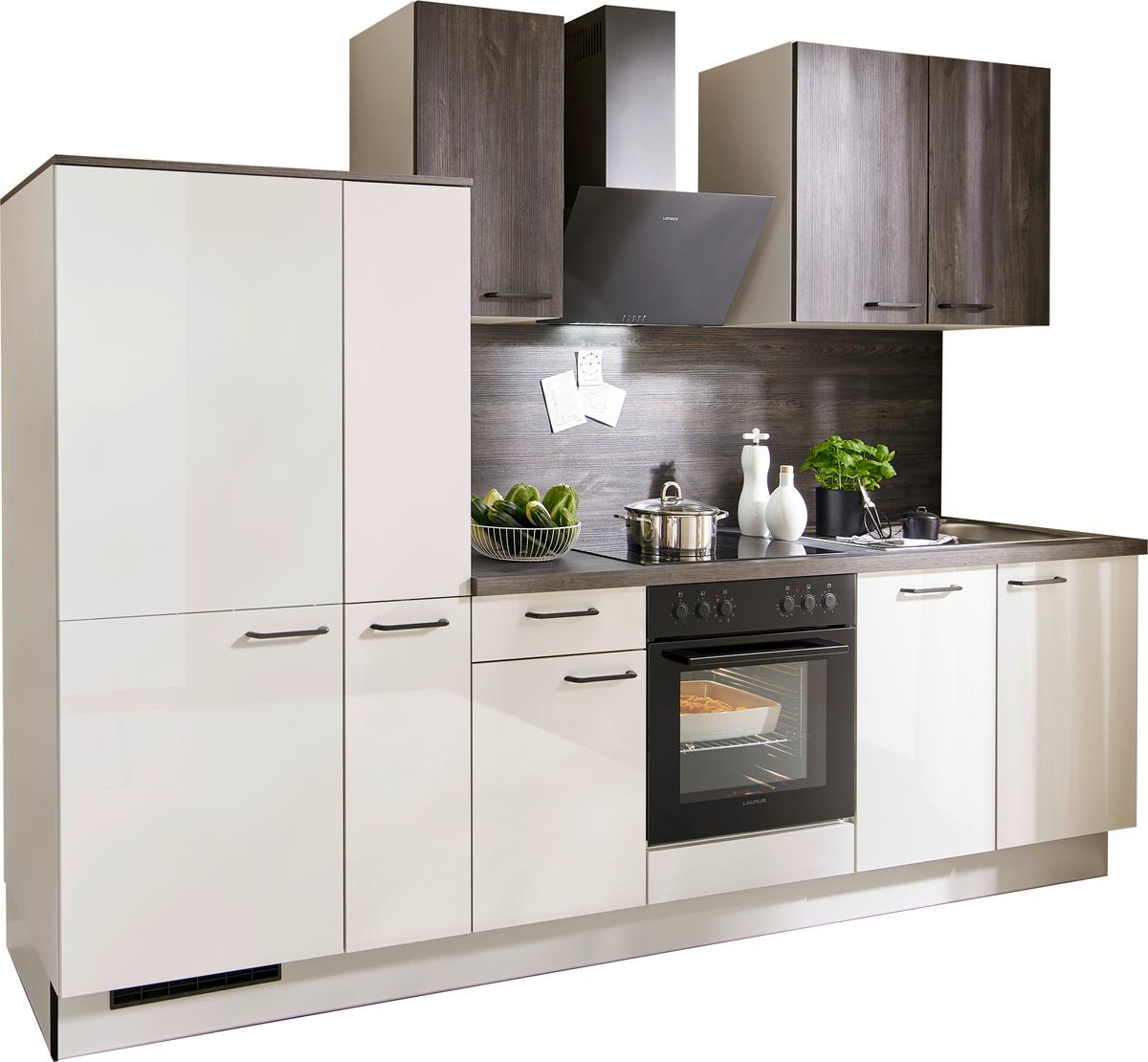 Küchenblock Pn215/Pn100 - Eiche dunkel/Hellgrau, Basics, Holzwerkstoff (290cm) - Pino