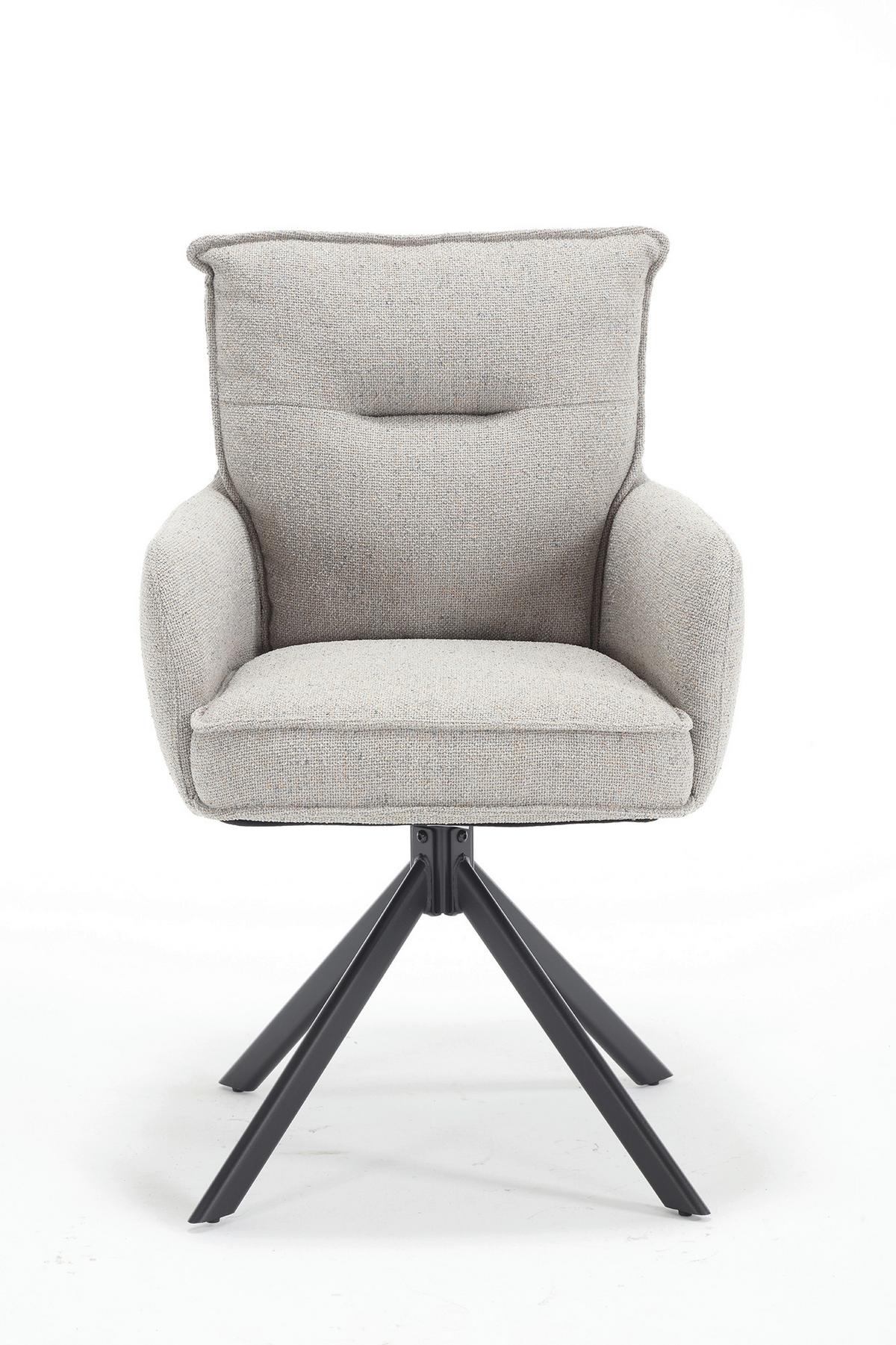 Armlehnstuhl Grau B: 60cm - Schwarz/Grau, MODERN, Textil/Metall (60/93/67cm) - Livetastic