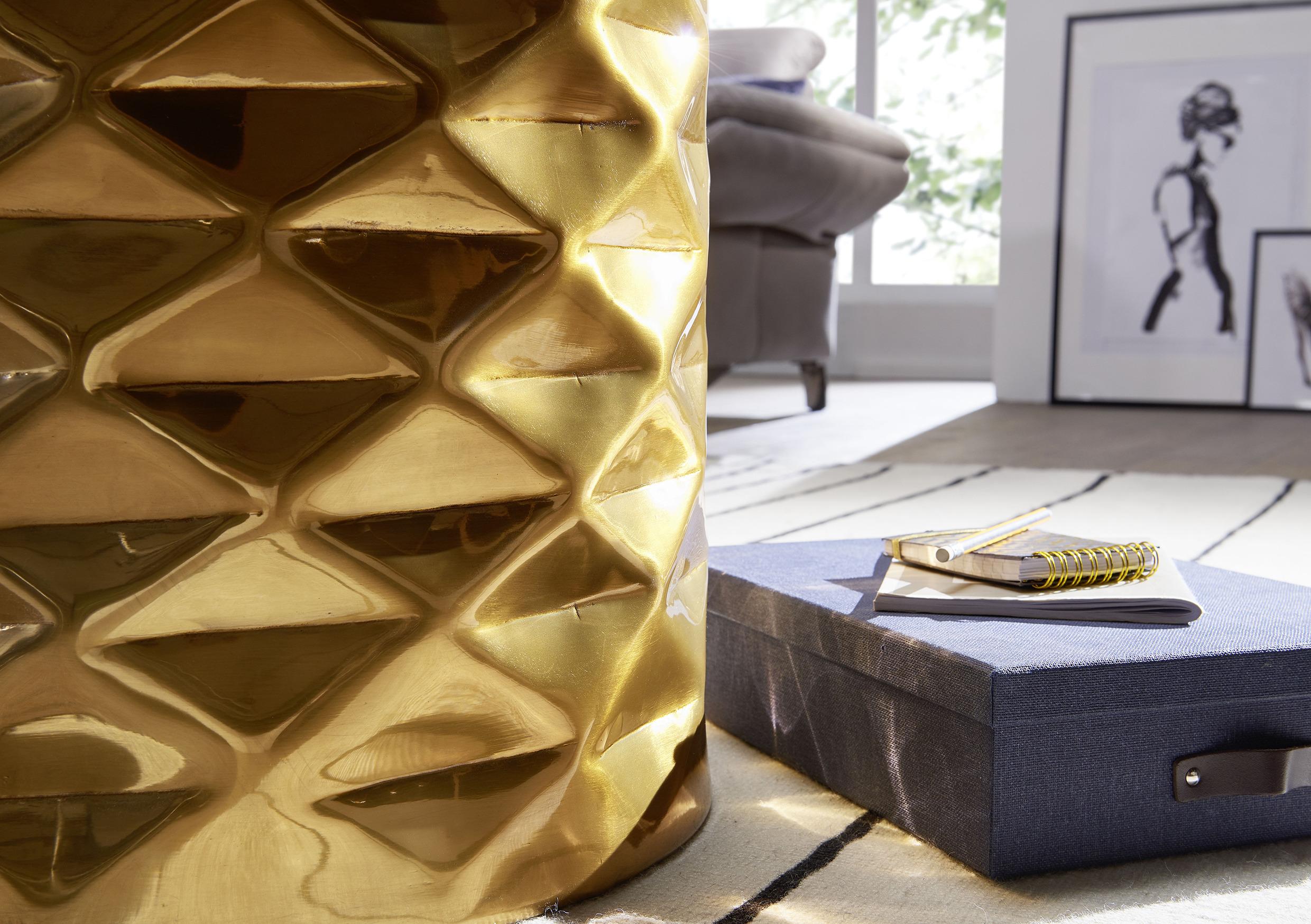 MID.YOU Couchtisch Rund Aluminium Poliert Gopal Goldfarben