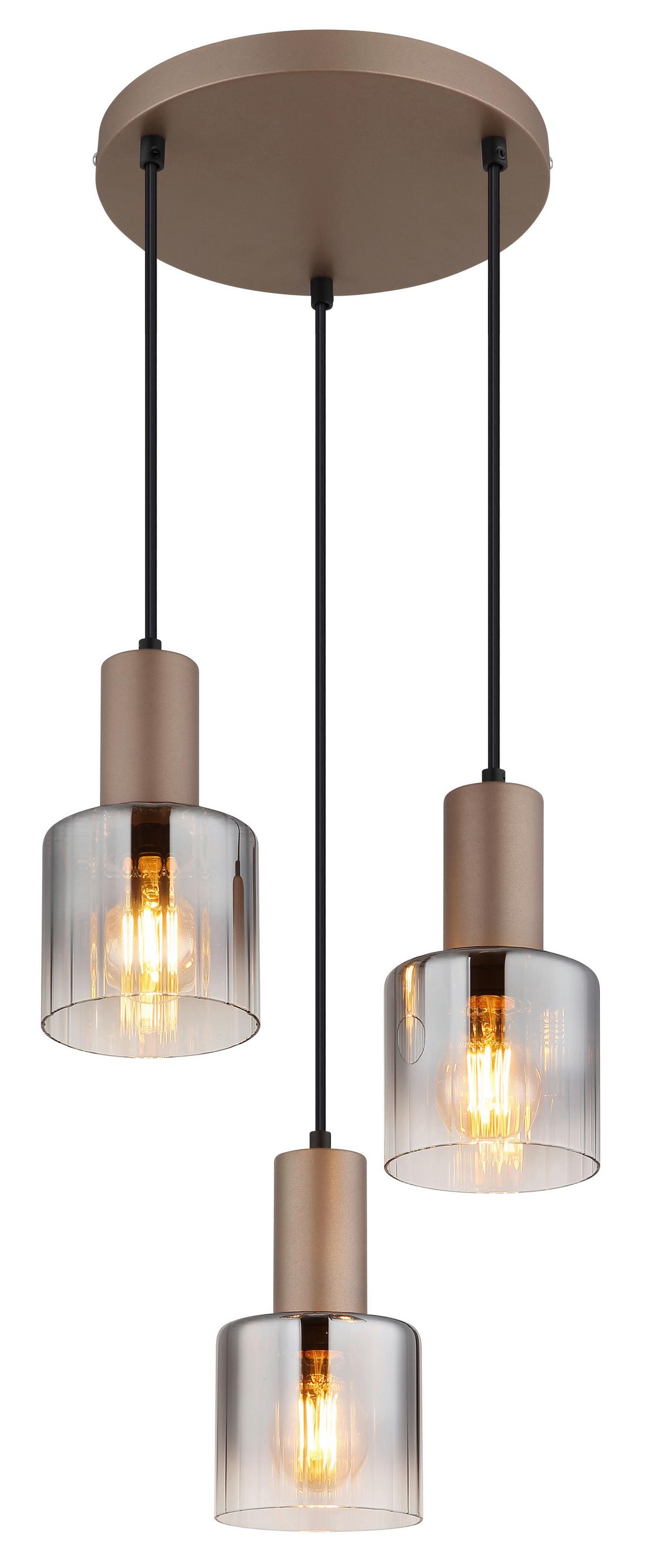 Hängeleuchte Exkl. 3xe27, 40w - Klar/Chromfarben, Design, Glas/Kunststoff (28/150cm) - Globo