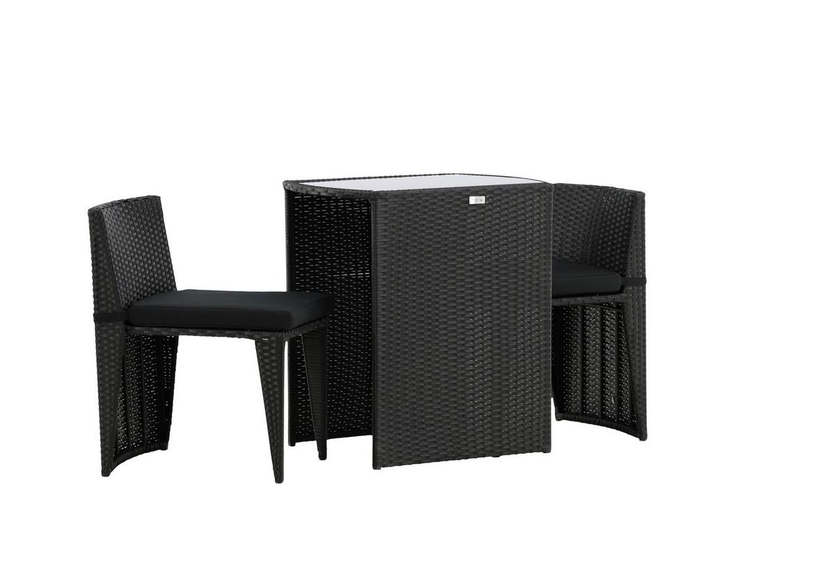 Balkonmöbel Set Savanna Metall/kunststoff Mit Kissen - Schwarz/Grau, KONVENTIONELL, Kunststoff/Textil - Gardenson